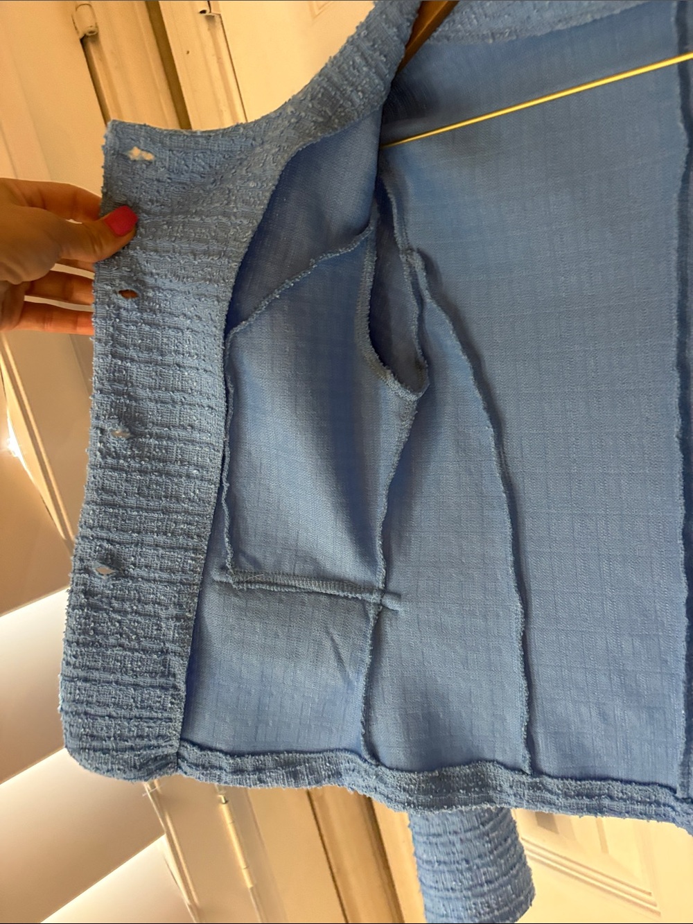 SHEIN Sky Blue Tweed Button-Front Blazer & Skirt Set - Picture 9 of 14